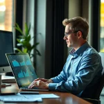 EBIT margin analysis on a laptop