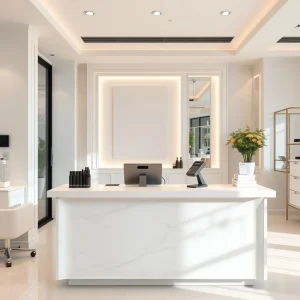 Salon pos terminal at reception counter