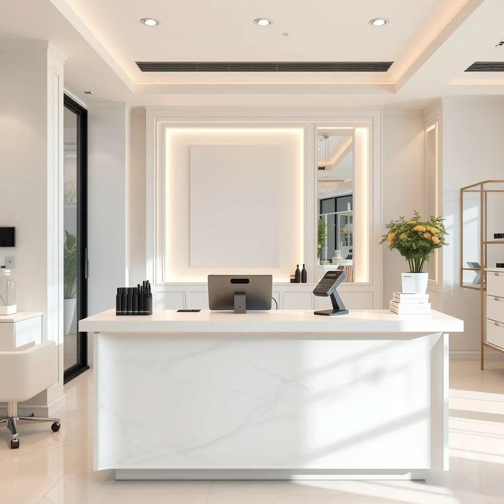 Salon pos terminal at reception counter